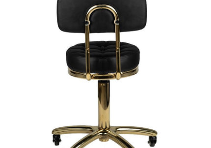 Activ Gold AM-961 Grooming Chair – Quilted Gold Seat, Black Base, Mobile Wheels
