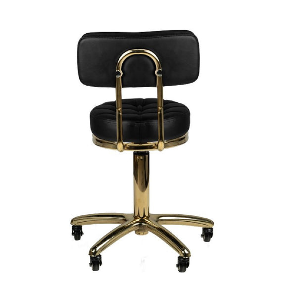 Activ Gold AM-961 Grooming Chair – Quilted Gold Seat, Black Base, Mobile Wheels