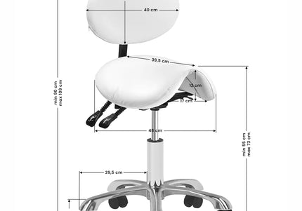 Giovanni 1025 Cosmetic Stool – White Adjustable Seat with Ergonomic Design