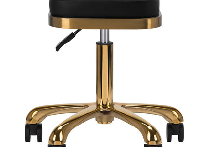 Activ M-1645 Gold Black Grooming Stool – Square Quilted Seat, Gold Frame, Ergonomic Comfort