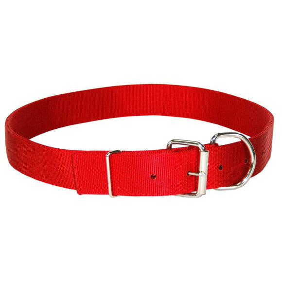 Hamilton Double Thick Buckle Collar – Heavy-Duty Double Nylon, 45mm, Red, 71cm Length