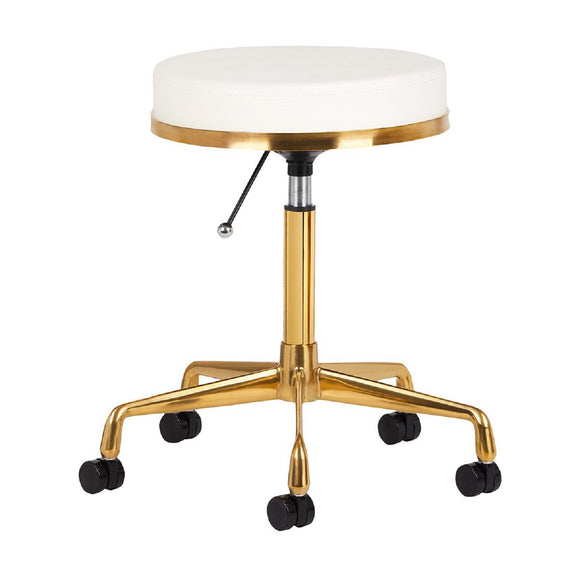 Activ H4 Gold Grooming Stool – Adjustable Height, Ergonomic White Seat Design