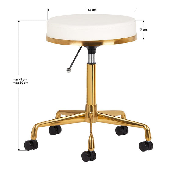 Activ H4 Gold Grooming Stool – Adjustable Height, Ergonomic White Seat Design