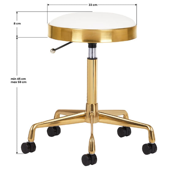 Activ H7 Gold Grooming Stool – Height Adjustable with Wheels, White Finish
