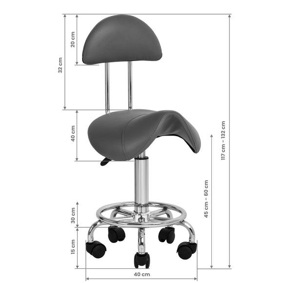 Activ 6001 Grey Grooming Stool – Ergonomic Contoured Seat and Backrest, Comfortable Design