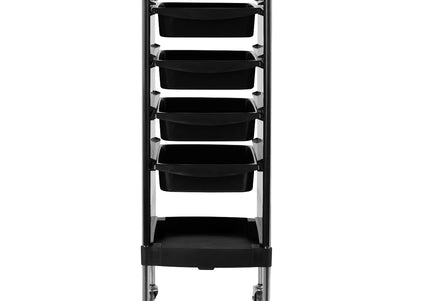 Gabbiano X11-9 Grooming Assistant – Black Trolley with Graphics, 4 Trays, Bottom Shelf, Side Handles