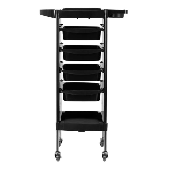 Gabbiano X11-9 Grooming Assistant – Black Trolley with Graphics, 4 Trays, Bottom Shelf, Side Handles