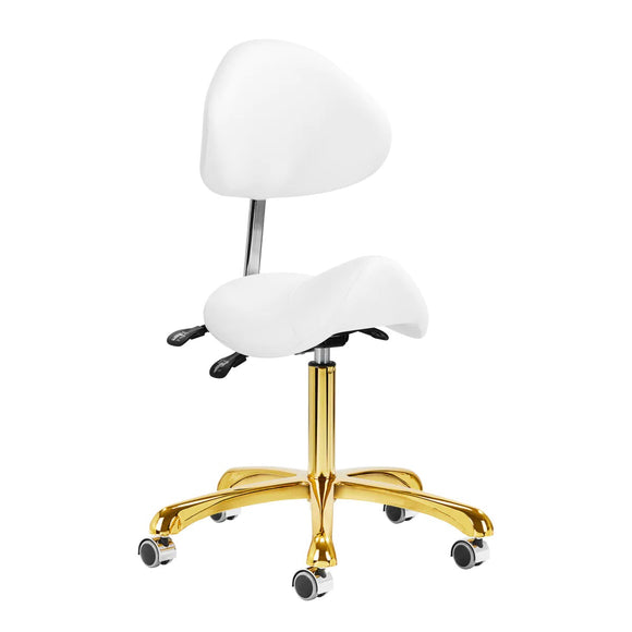 Giovanni 1004 Gold White Grooming Chair – Adjustable Three-Dimensional Rodeo Seat, White and Gold Finish
