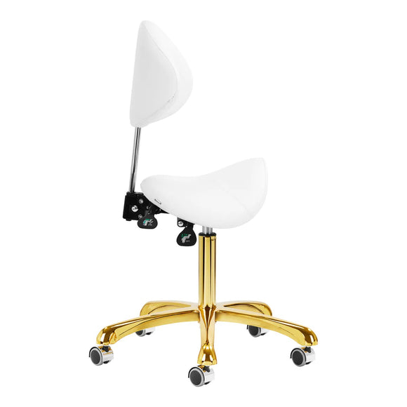Giovanni 1004 Gold White Grooming Chair – Adjustable Three-Dimensional Rodeo Seat, White and Gold Finish