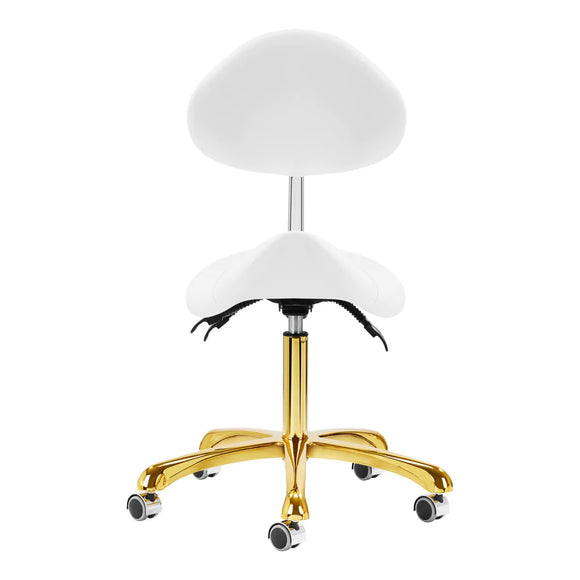 Giovanni 1004 Gold White Grooming Chair – Adjustable Three-Dimensional Rodeo Seat, White and Gold Finish
