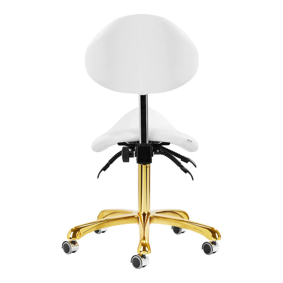 Giovanni 1004 Gold White Grooming Chair – Adjustable Three-Dimensional Rodeo Seat, White and Gold Finish