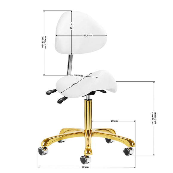 Giovanni 1004 Gold White Grooming Chair – Adjustable Three-Dimensional Rodeo Seat, White and Gold Finish
