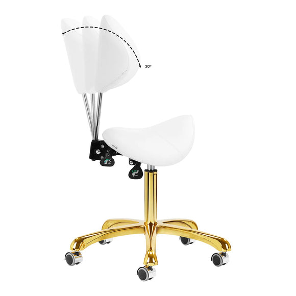 Giovanni 1004 Gold White Grooming Chair – Adjustable Three-Dimensional Rodeo Seat, White and Gold Finish