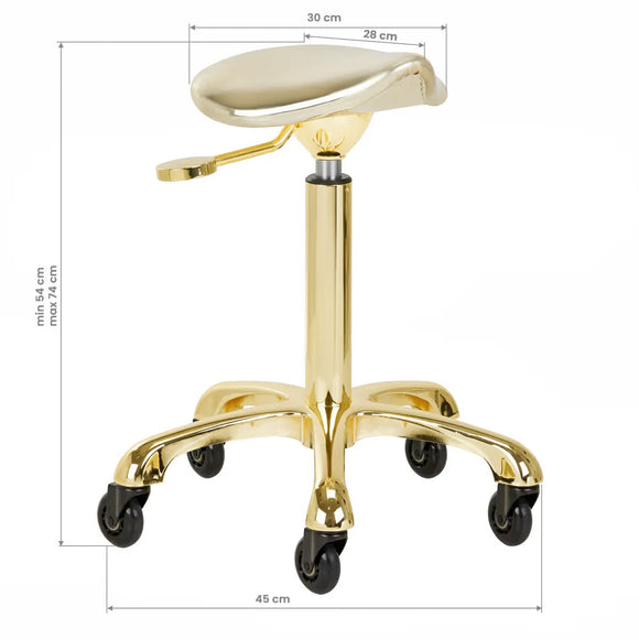 Gabbiano Fine Gold Roll Speed Grooming Stool – Contoured Leather Seat, Smooth Rolling Wheels