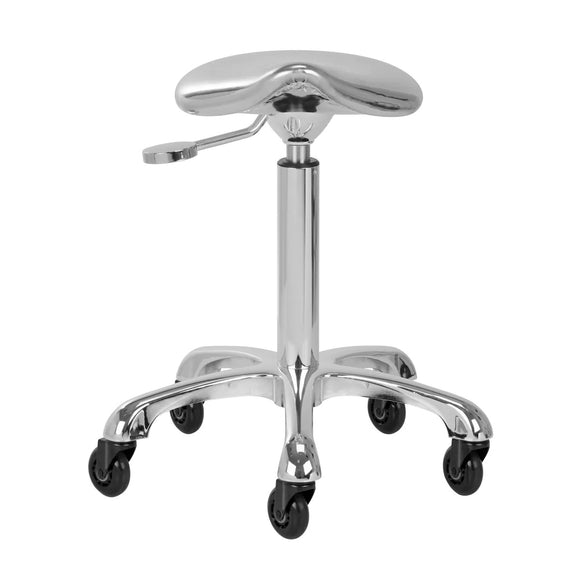 Gabbiano Fine Silver Roll Speed Grooming Stool – Contoured Leather Seat, Smooth Rolling Wheels