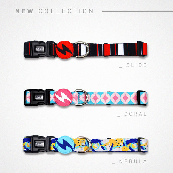 Dashi Slide Collar – Striped Pattern Adjustable Dog Collar, Medium Size, Durable Design