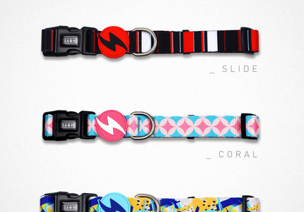 Dashi Slide Collar – Striped Pattern Adjustable Dog Collar, Medium Size, Durable Design