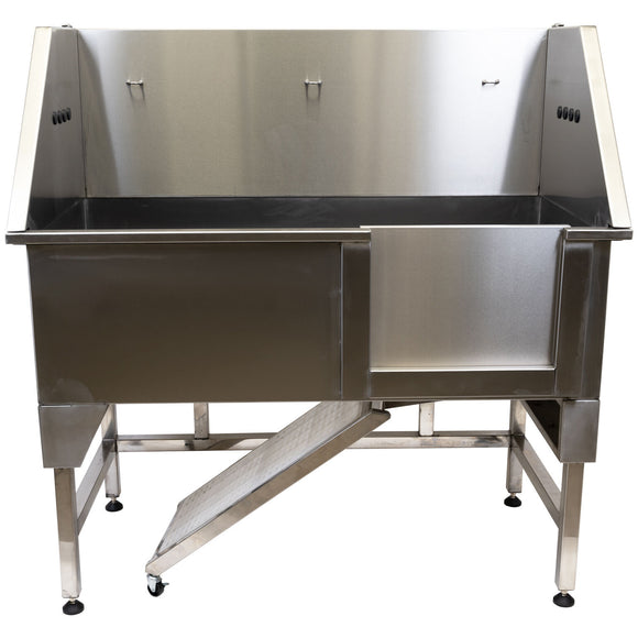 Blovi Free Standing Stainless Steel Grooming Bath Tub with Wheeled Ramp