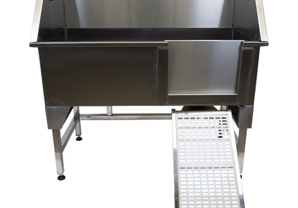 Blovi Free Standing Stainless Steel Grooming Bath Tub with Wheeled Ramp