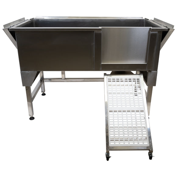 Blovi Free Standing Stainless Steel Grooming Bath Tub with Wheeled Ramp