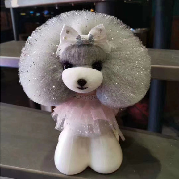 Mr. Jiang Teddy Head Replacement Hair – Gray with White Muzzle, Realistic Texture