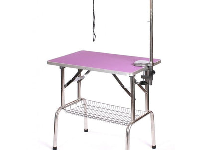 Blovi Trimming Table 95x55cm – Sturdy Grooming Surface with Extension Arm and Storage Basket, Black