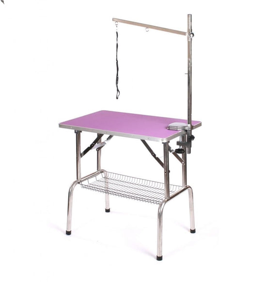 Blovi Trimming Table 95x55cm – Sturdy Grooming Surface with Extension Arm and Storage Basket, Black