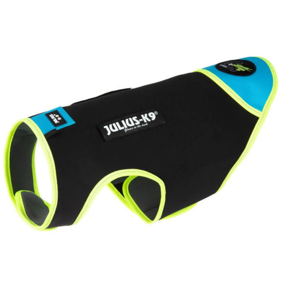 Julius IDC Neoprene Dog Jacket Aquamarine – Black and Blue, Lightweight, Water-Resistant Design