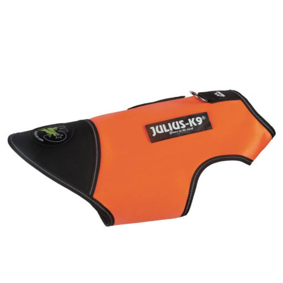 Julius-K9 IDC Neoprene Dog Jacket – Orange and Black, Lightweight Water-Resistant Design