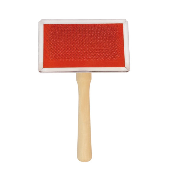 Chadog Ideal Dog Wooden Poodle Brush – Medium Soft Bristles, Red Large Size
