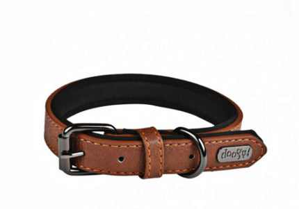 Doogy Classic Eco-Leather Dog Collar – Brown, 30cm, Durable and Stylish Design