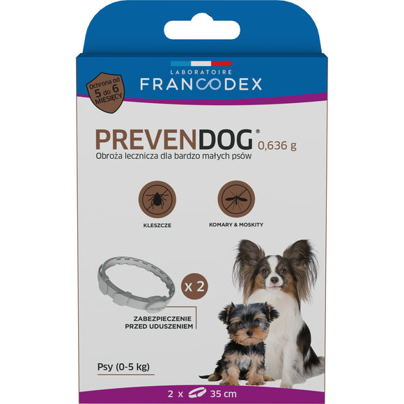Francodex PrevenDog 35cm Therapeutic Collar – Dual Protection Against Ticks and Mosquitoes, 2 Pack