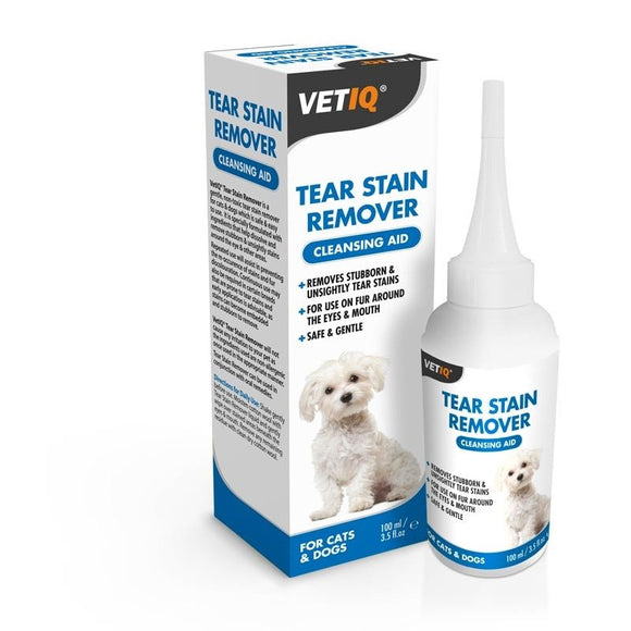 VetIQ Tear Stain Remover 100ml – Gentle Eye Discoloration Cleaner, Fast-Acting Formula