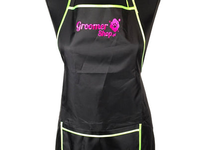 Waterproof Grooming Apron – Adjustable Design with Pocket and Lime Trim, Durable Protection