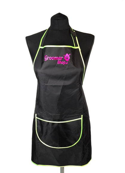 Waterproof Grooming Apron – Adjustable Design with Pocket and Lime Trim, Durable Protection