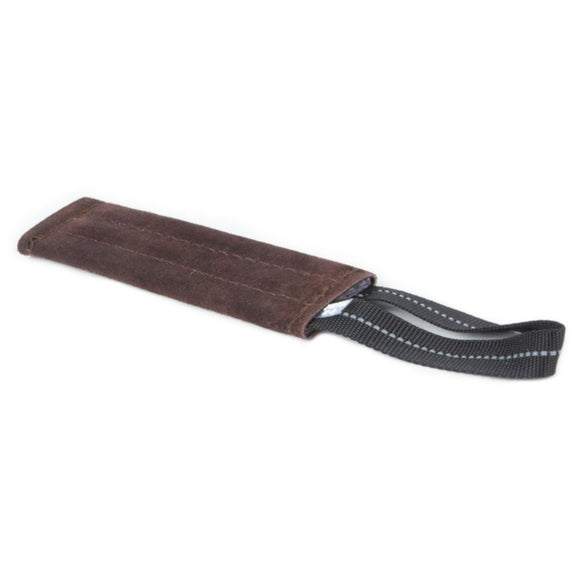 Julius-K9 Leather Tug Toy 20cm – White, No Filler, Single Handle, Durable Training Aid