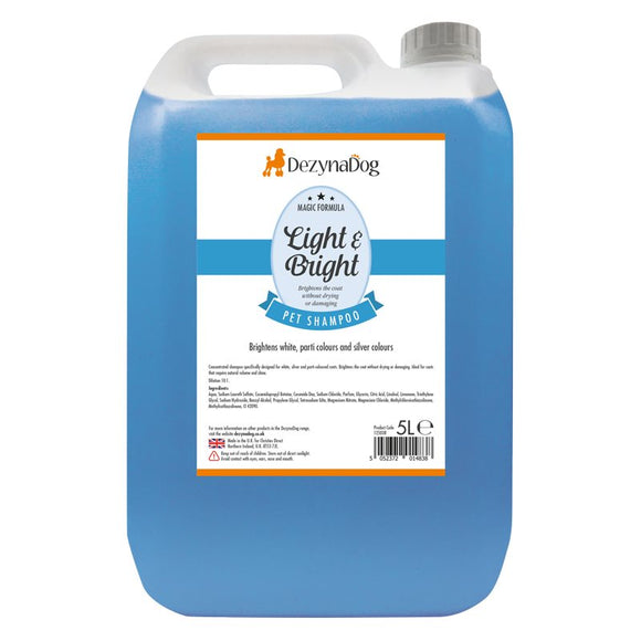 DezynaDog Magic Formula Light & Bright Shampoo – Illuminating Cleanser for White and Silver Coats, 5L