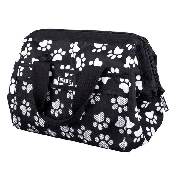 Wahl Grooming Accessories Bag – Black with White Paw Print, Durable Storage Solution