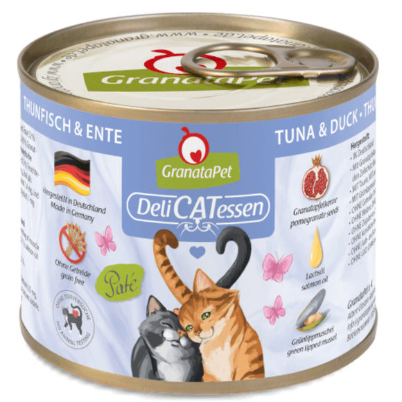 GranataPet DeliCatessen Tuna & Duck Wet Cat Food – Grain-Free, High-Protein, 200g Can