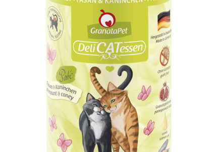 GranataPet DeliCatessen Wet Cat Food – Grain-Free Pheasant and Rabbit Recipe, 400g Can