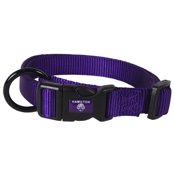 Hamilton Classic Adjustable Nylon Collar 25mm – Smooth Fit, Durable Black Design for Medium and Large Breeds