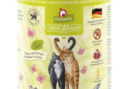 GranataPet DeliCatessen Wet Cat Food – Grain-Free Pheasant and Rabbit Recipe, 800g Can