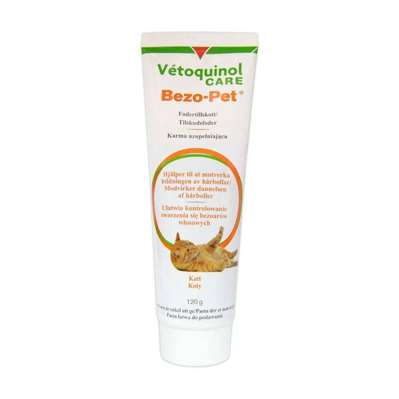 Vetoquinol Bezo-Pet Anti-Hairball Paste – 120g Tube, Fast-Acting Digestive Support