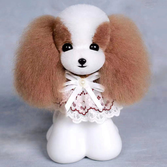 Mr. Jiang Teddy Head Replacement Hair – Brown and White Synthetic Fur, Realistic Texture