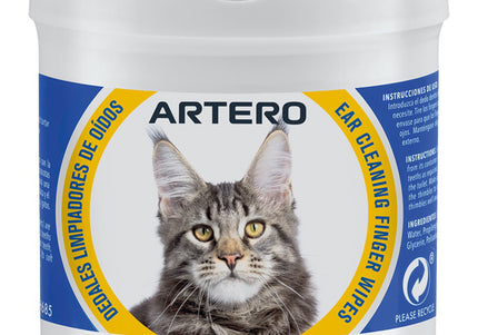 Artero 4CAT Ear Cleaning Finger Wipes – Antibacterial Cat Ear Care, 50 Finger Covers