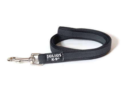 Julius K9 Color & Gray Supergrip Leash – Black Anti-Slip Training Lead with Handle, 10m x 14mm