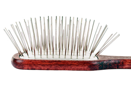 Blovi Red Wood Pin Brush – Rectangular Wooden Body with Long 30mm Metal Pins, Durable Design