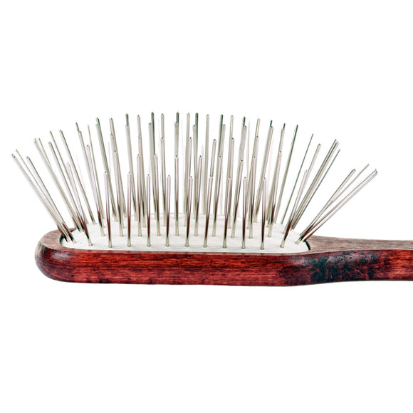 Blovi Red Wood Pin Brush – Rectangular Wooden Body with Long 30mm Metal Pins, Durable Design