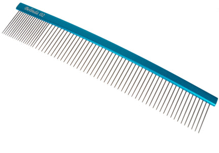 Miranda Belinda 25cm Curved Grooming Comb – Aluminum Handle, Mixed Tooth Spacing 80/20