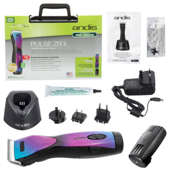 Andis Pulse ZR II Cordless Clipper Purple Galaxy – 5-Speed, 2 Batteries, CeramicEdge Blade 1.5mm